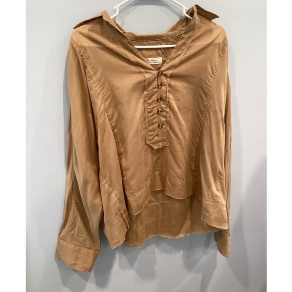 Free People Womens Cloud Batiste Top XS Beige Tan Romantic Poet Cottagecore NEW - Picture 5 of 15